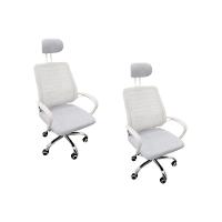 Kit 2 Cadeiras Escritório Diretor Tela Mesh Com Encosto De Cabeça Branco - 1