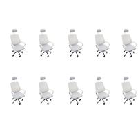Kit 10 Cadeiras Escritório Diretor Tela Mesh Com Encosto De Cabeça Branco - 1