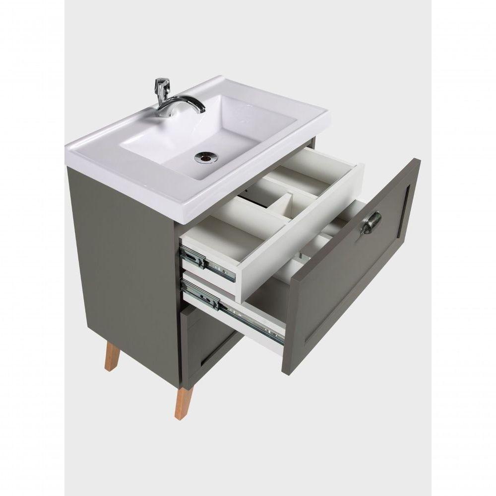 Gabinete Para Banheiro Com Cuba E Armario 60cm Retro Mdf Verde Milano - On Móveis - 8