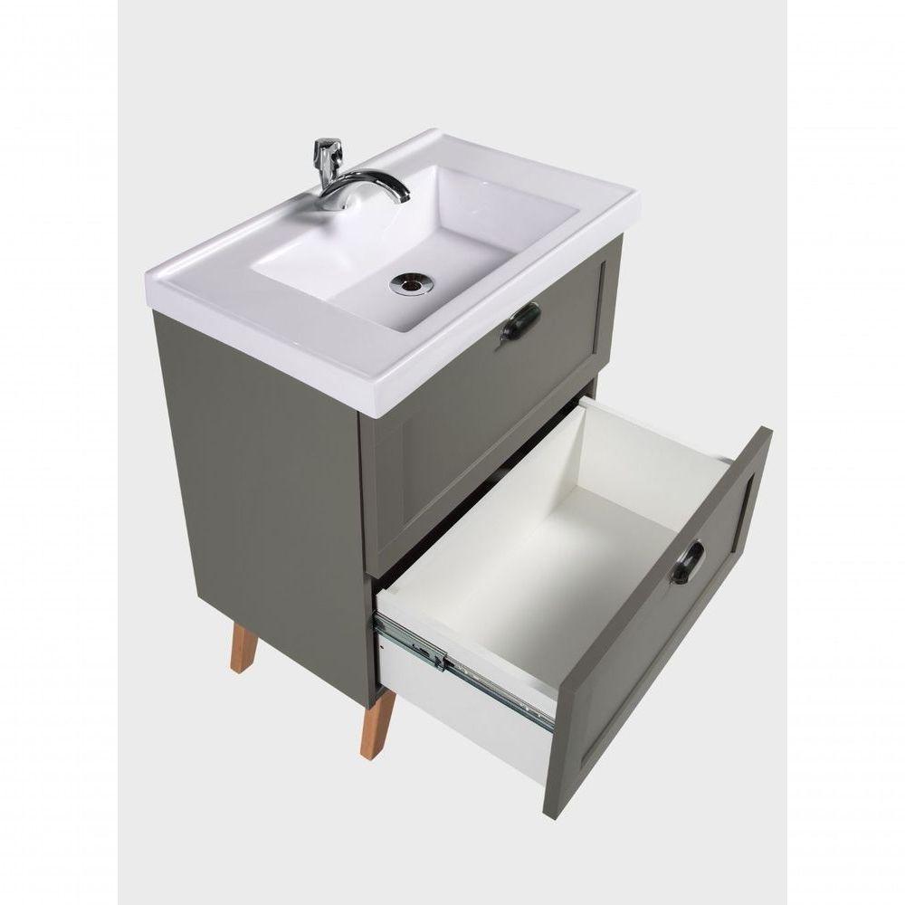 Gabinete Para Banheiro Com Cuba E Armario 60cm Retro Mdf Verde Milano - On Móveis - 10