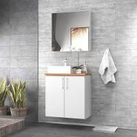 Gabinete Para Banheiro Com Cuba E Armario 60cm Mdf Freijo Com Branco Paris - On Móveis - 1