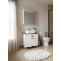 Gabinete Para Banheiro Com Cuba E Armario 60cm Mdf Freijo Com Branco Paris - On Móveis