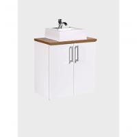 Gabinete Para Banheiro Com Cuba E Armario 60cm Mdf Freijo Com Branco Paris - On Móveis - 9