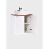 Gabinete Para Banheiro Com Cuba E Armario 60cm Mdf Freijo Com Branco Paris - On Móveis - 10