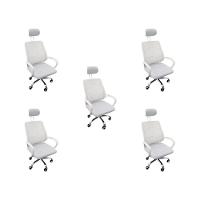 Kit 5 Cadeiras Escritório Diretor Tela Mesh Com Encosto De Cabeça Branco - 1