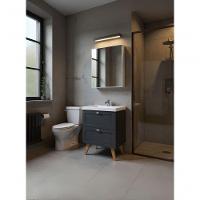 Gabinete Para Banheiro Com Cuba E Armario 60cm Retro Mdf Grafite Milano - On Móveis - 1