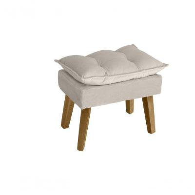 Puff Banqueta Decorativa Glamour Opala Com Pés Quadrado Bege