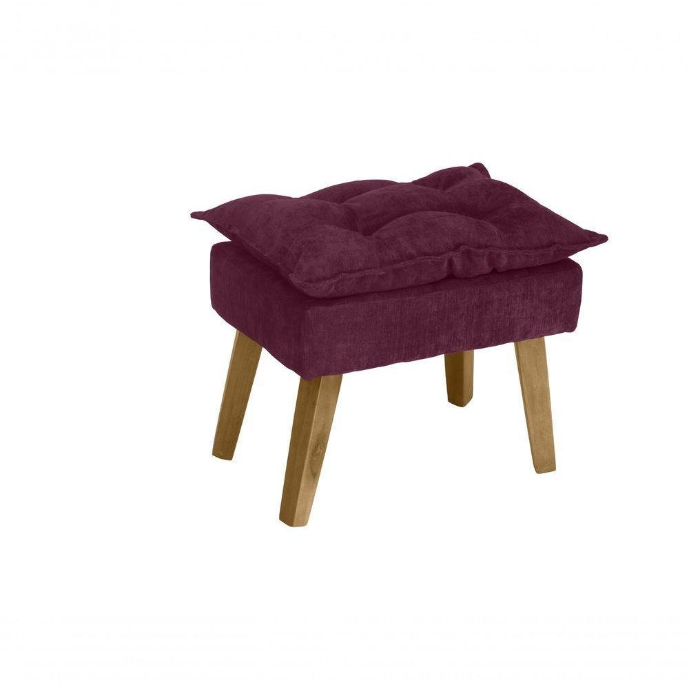 Puff Banqueta Decorativa Glamour Opala Com Pés Quadrado Vinho - 1