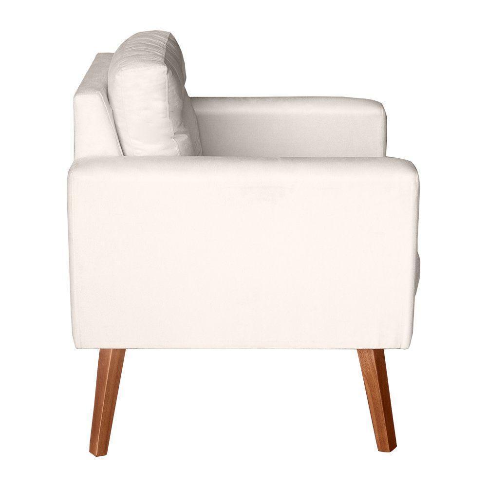 Sofá/poltrona/cadeira Decorativa Glamour Dubai Com Pés Em Madeira Bege - 2