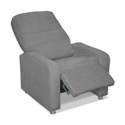 Poltrona Do Papai Reclinável Confortável Com Fibra Siliconada Cinza Suede Veludo SMF Decor