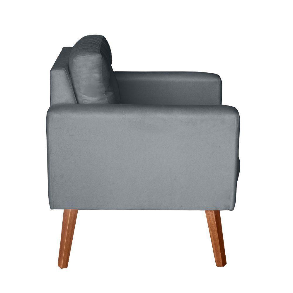 Sofá/poltrona/cadeira Decorativa Glamour Dubai Com Pés Em Madeira Cinza - 2