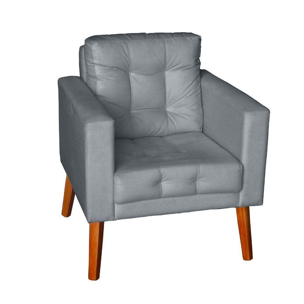 Sofá/poltrona/cadeira Decorativa Glamour Dubai Com Pés Em Madeira Cinza - 3