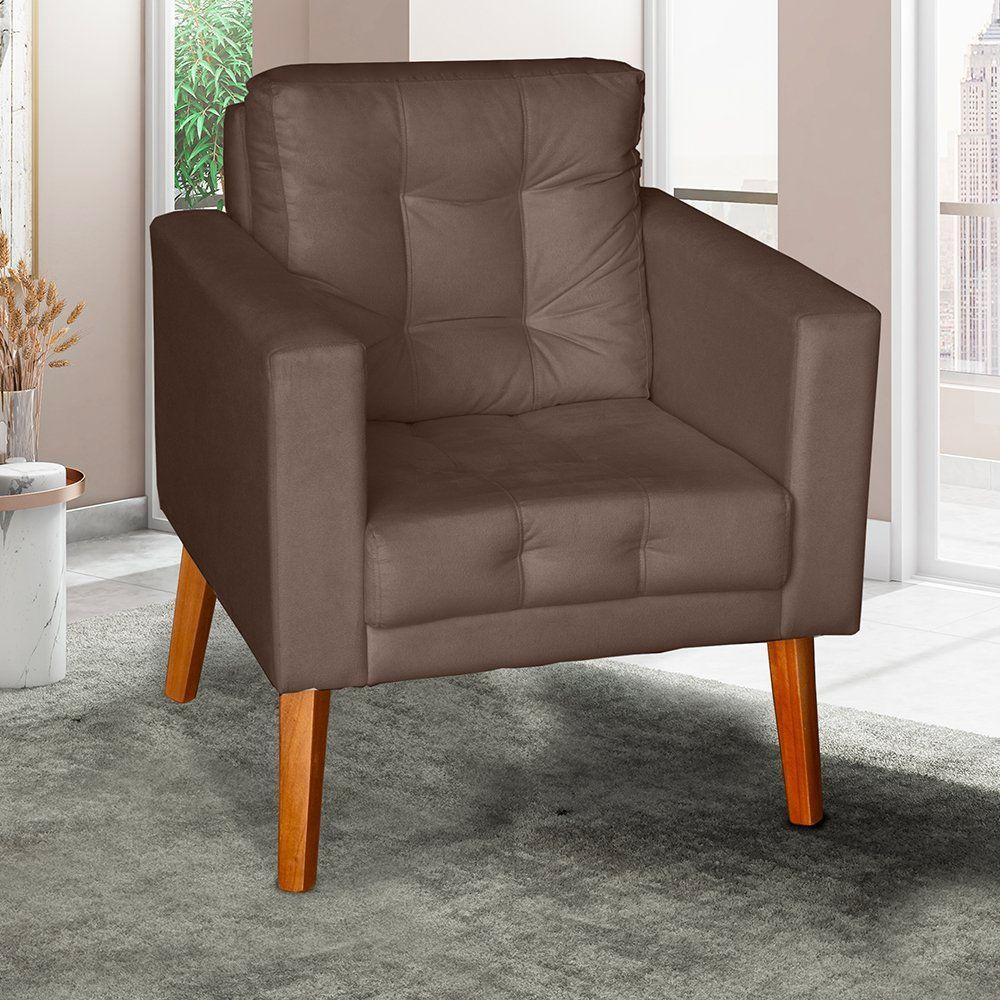 Sofá/poltrona/cadeira Decorativa Glamour Dubai Com Pés Em Madeira Marrom - 1