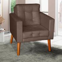 Sofá/poltrona/cadeira Decorativa Glamour Dubai Com Pés Em Madeira Marrom - 1