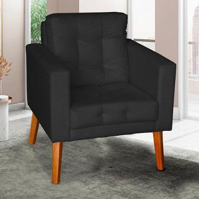 Sofá/poltrona/cadeira Decorativa Glamour Dubai Com Pés Em Madeira Preto