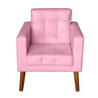 Sofá/poltrona/cadeira Decorativa Glamour Dubai Com Puff E Pés Em Madeira Rosê - 1