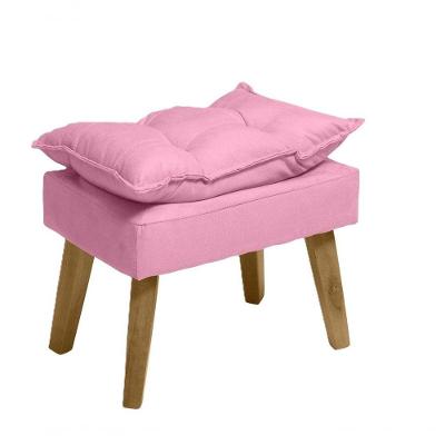Puff Banqueta Decorativa Glamour Opala Com Pés Quadrado Rosê