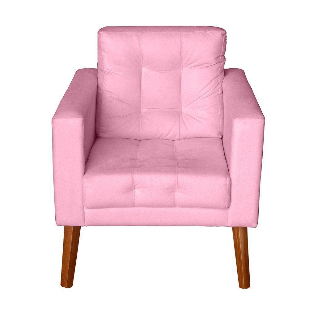 Sofá/poltrona/cadeira Decorativa Glamour Dubai Com Pés Em Madeira Rosê - 3
