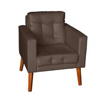 Sofá/poltrona/cadeira Decorativa Glamour Dubai Com Puff E Pés Em Madeira Marrom - 1