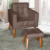 Sofá/poltrona/cadeira Decorativa Glamour Dubai Com Puff E Pés Em Madeira Marrom - 2