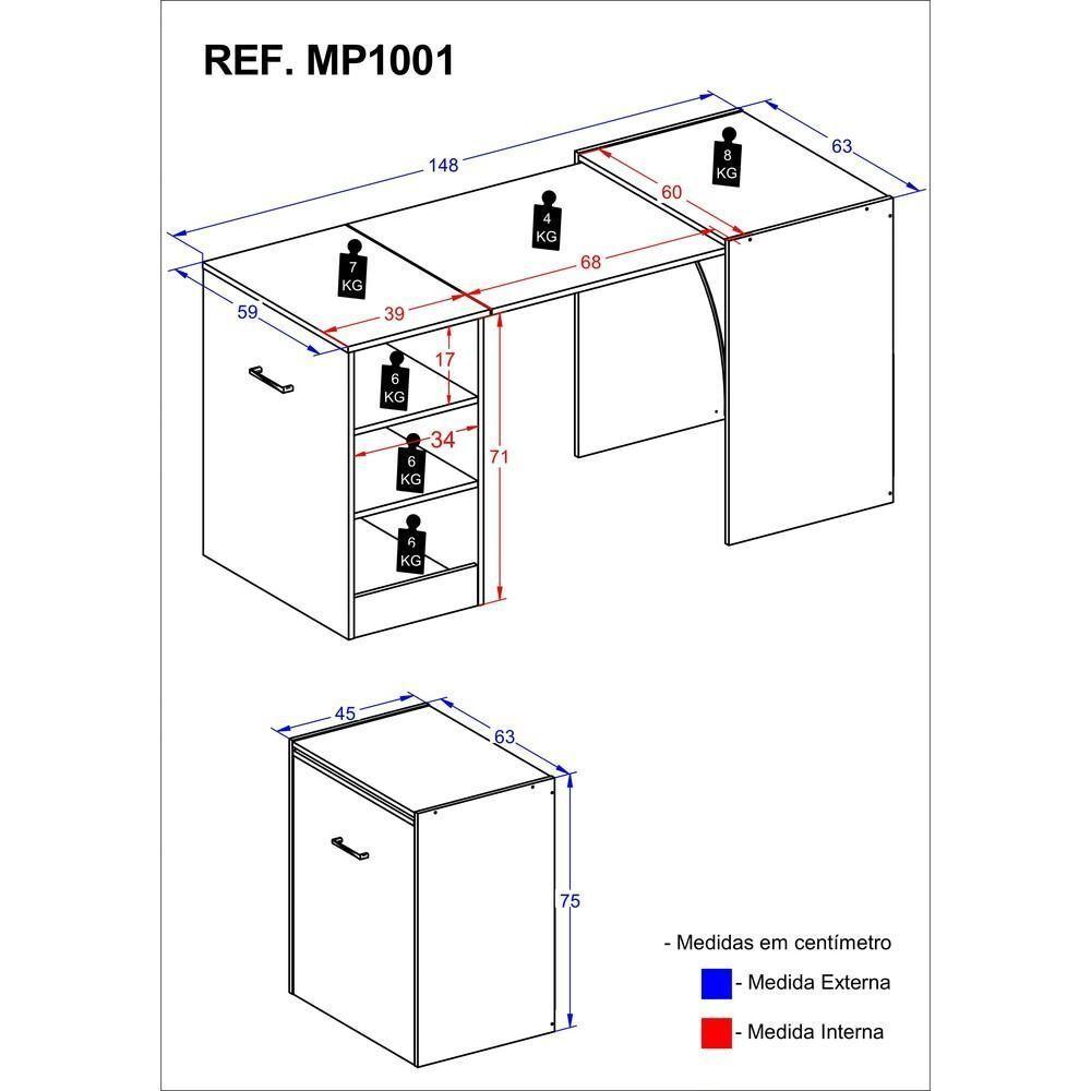 Aparador Com Mesa Dobrável Cantinho Do Café Ibiza Preto - 6