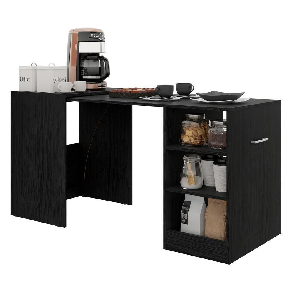 Aparador Com Mesa Dobrável Cantinho Do Café Ibiza Preto - 8