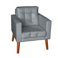 Sofá/poltrona/cadeira Decorativa Glamour Dubai Com Puff E Pés Em Madeira Cinza - 2