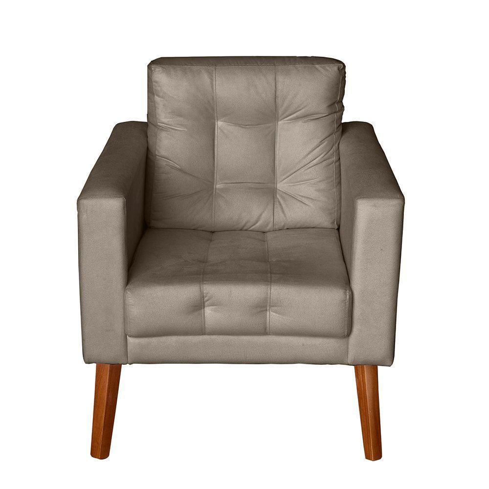 Sofá/poltrona/cadeira Decorativa Glamour Dubai Com Pés Em Madeira Capuccino - 3