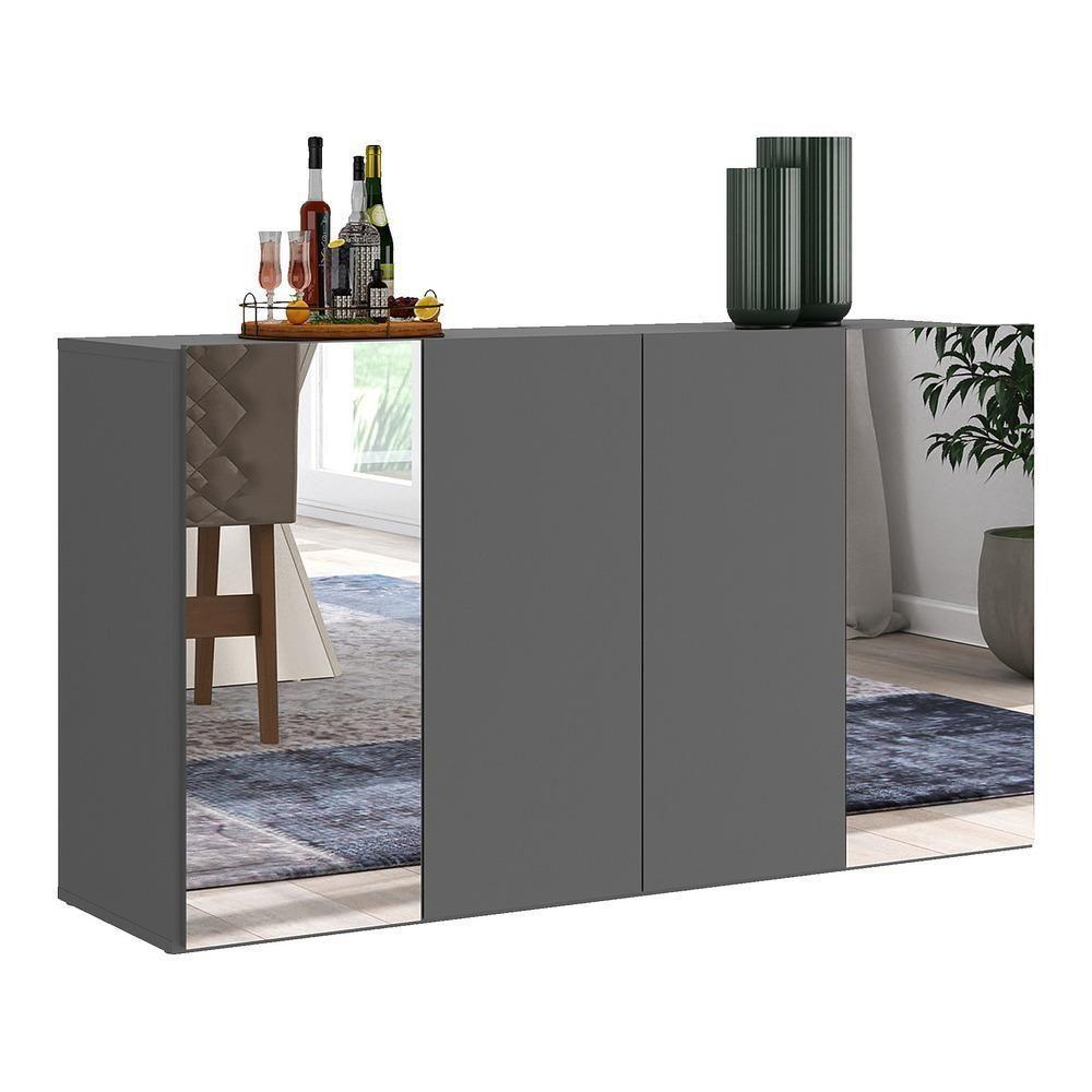 Aparador Buffet Com Espelho Vegas Grafite - 7