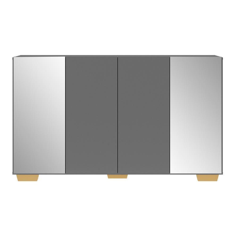 Aparador Buffet Com Espelho e Pés Vegas Grafite Natural - 3