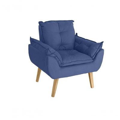 Poltrona/cadeira Decorativa Glamour Opala Com Pés Quadrado Azul Marinho