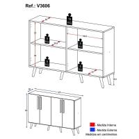 Aparador Buffet 4 Portas Retrô Viena V3606 Rustic/Preto Rustic/Preto - 5