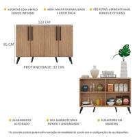 Aparador Buffet 4 Portas Retrô Viena V3606 Rustic/Preto Rustic/Preto - 6