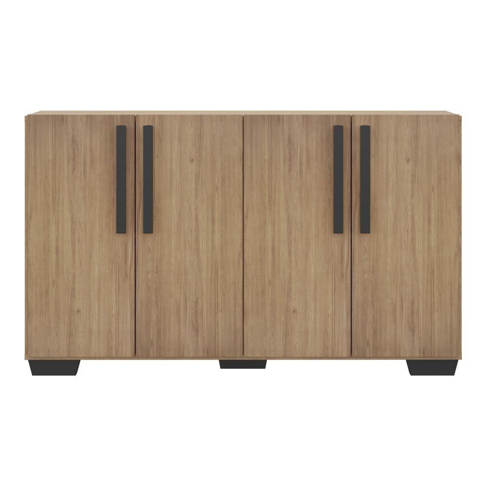 Aparador Buffet 4 Portas Com Pés Quadrados Viena V3607 Rustic/Preto Rustic/Preto - 7