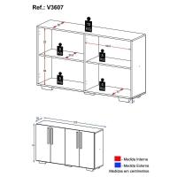 Aparador Buffet 4 Portas Com Pés Quadrados Viena V3607 Rustic/Preto Rustic/Preto - 3