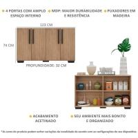 Aparador Buffet 4 Portas Com Pés Quadrados Viena V3607 Rustic/Preto Rustic/Preto