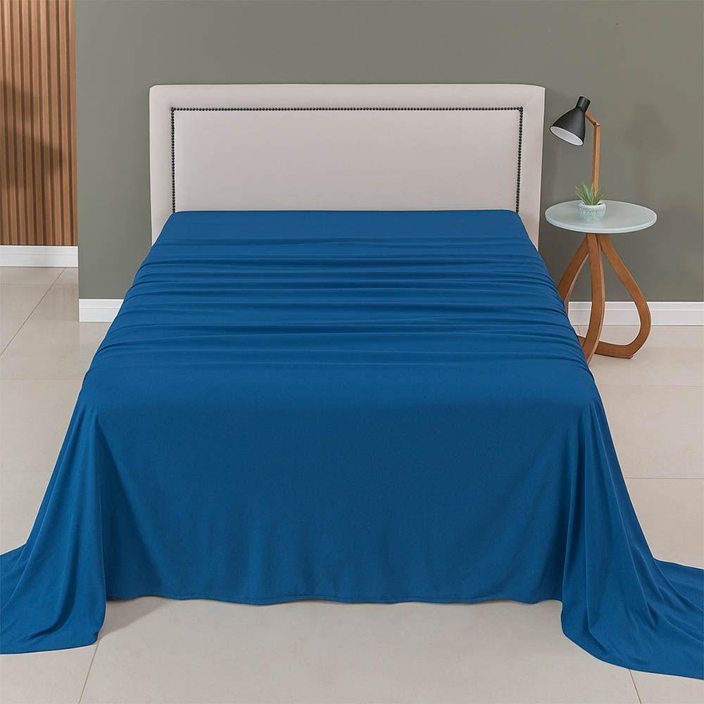 Lençol De Cima Avulso Minimal Liso Queen 01 Peça Malha 100% Algodão - Azul Marinho - 2