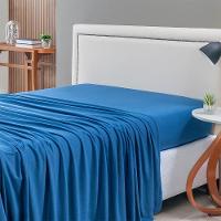 Lençol De Cima Avulso Minimal Liso Queen 01 Peça Malha 100% Algodão - Azul Marinho - 1