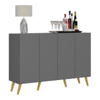 Aparador Buffet 4 Portas Retrô Veneza Multimóveis V3556 Grafite/Natural Grafite/Natural - 1