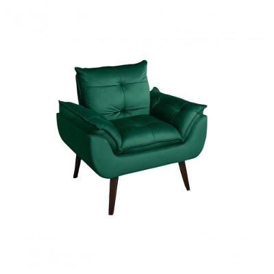 Poltrona/cadeira Decorativa Glamour Opala Com Pés Quadrado Verde