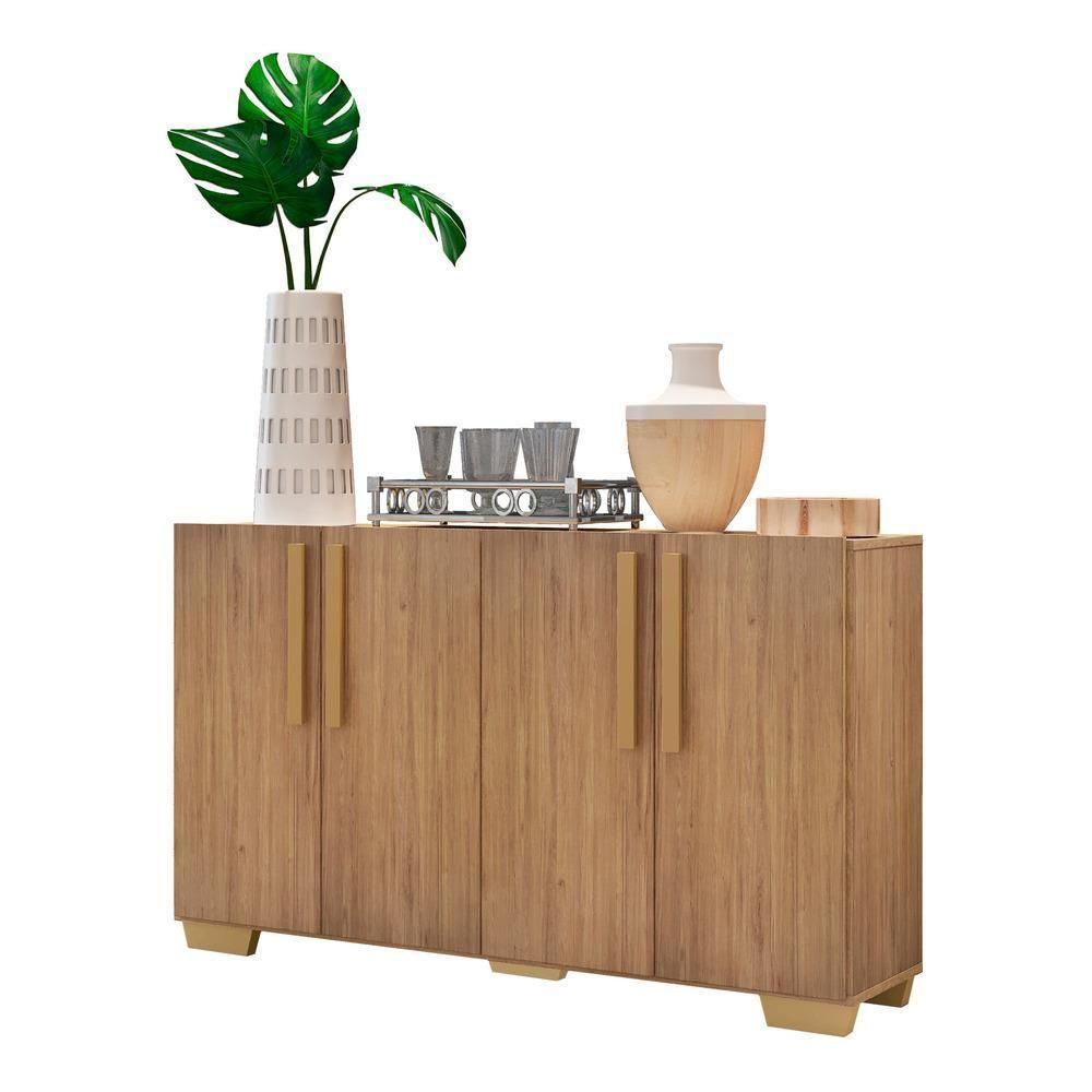 Aparador Buffet 4 Portas Com Pés Quadrados Viena V3607 Rustic/Natural Rustic/Natural - 1