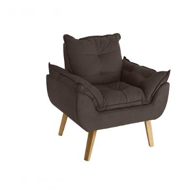 Poltrona Decorativa Glamour Opala Marrom SMF Decor