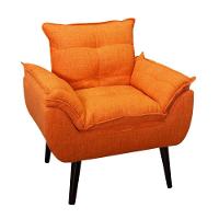 Poltrona/cadeira Decorativa Glamour Opala Com Pés Quadrado Laranja Linho - 1