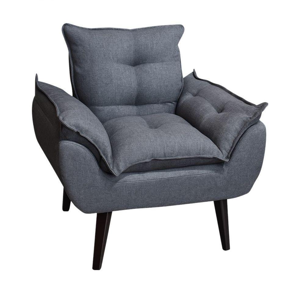 Kit 02 Poltrona/cadeira Decorativa Glamour Opala Com Pés Quadrado Grafite Linho - 2