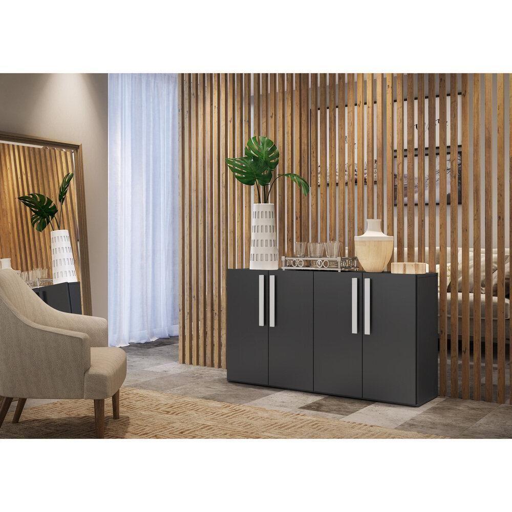 Aparador Buffet 4 Portas Viena V3604 Preto/Branco Preto/Branco - 2