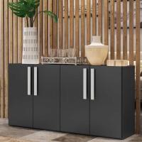 Aparador Buffet 4 Portas Viena V3604 Preto/Branco Preto/Branco - 7