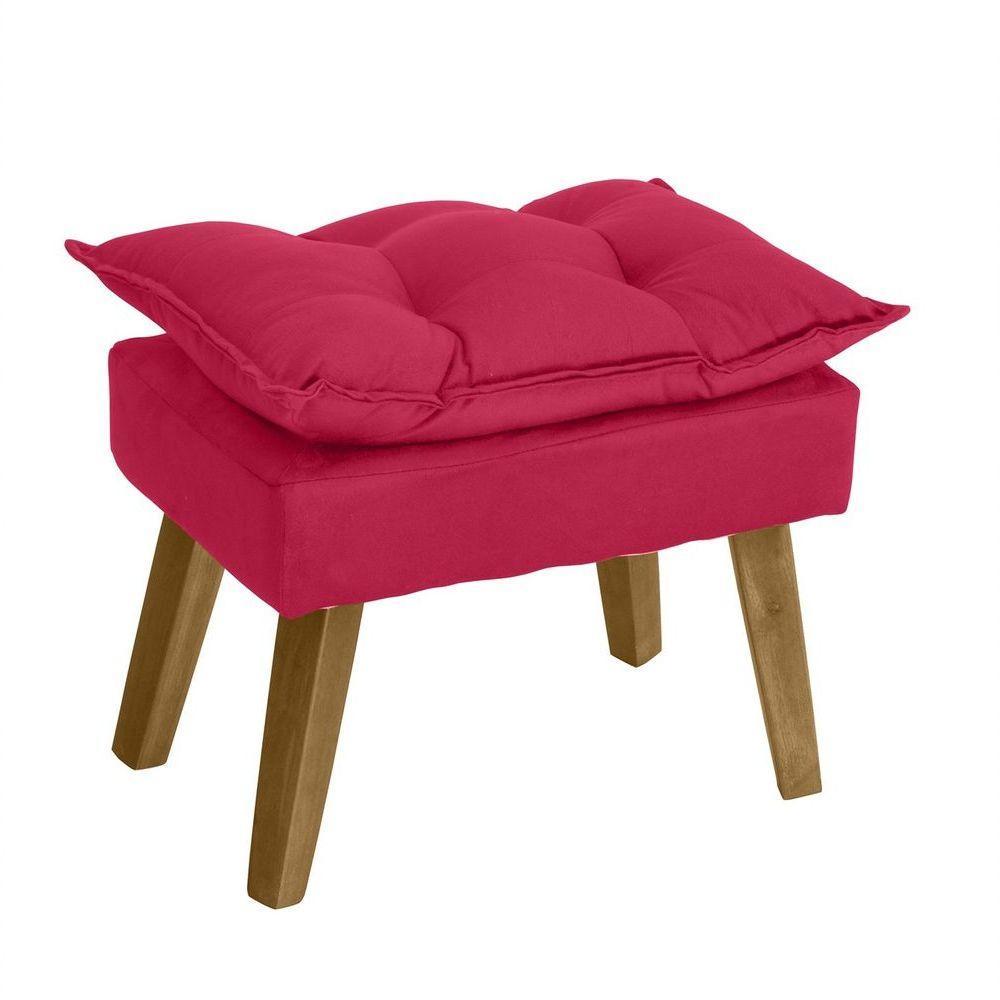 Poltrona/cadeira Decorativa E Puff Glamour Opala Com Pés Quadrado Vermelho - 3