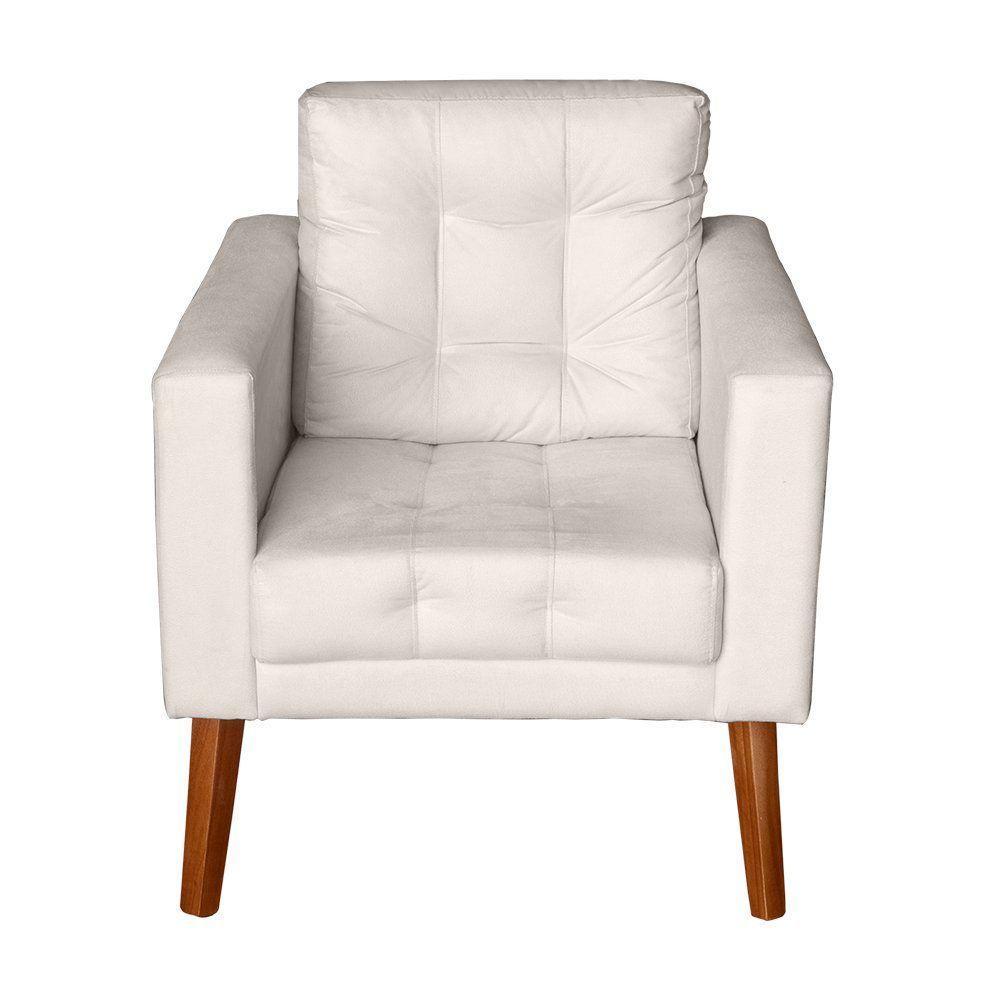 Sofá/poltrona/cadeira Decorativa Glamour Dubai Com Puff E Pés Em Madeira Bege - 2