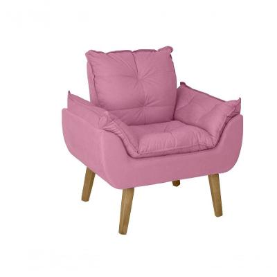 Poltrona/cadeira Decorativa Glamour Opala Com Pés Quadrado Rosê