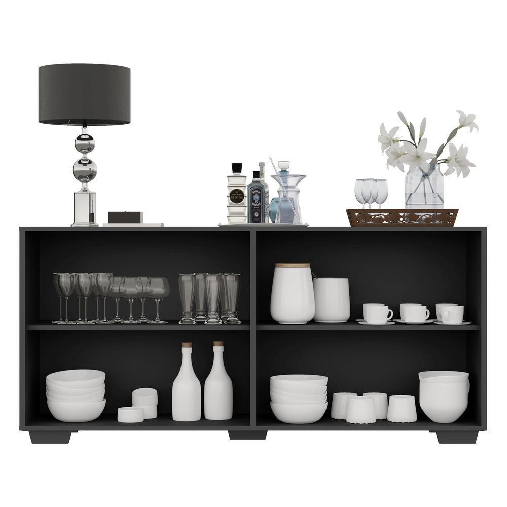 Aparador Buffet 4 Portas Com Pés Quadrados Veneza Multimóveis V3557 Preto Preto - 4